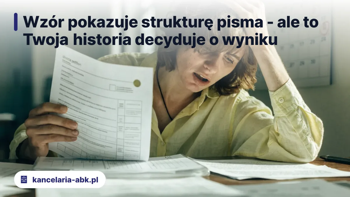 Wzór pokazuje strukturę pisma - ale to Twoja historia decyduje o wyniku - pozew o rozwód wzór