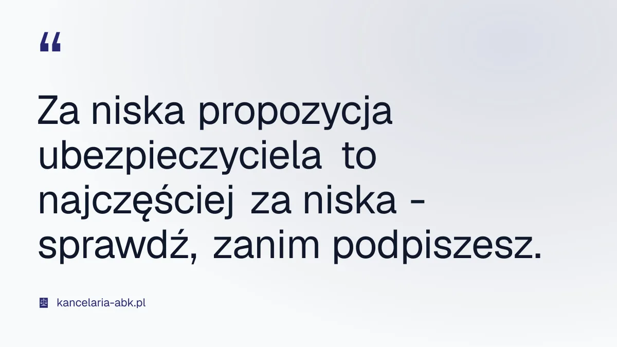 Za niska propozycja ubezpieczyciela to najczęściej za niska - sprawdź, zanim podpiszesz.
